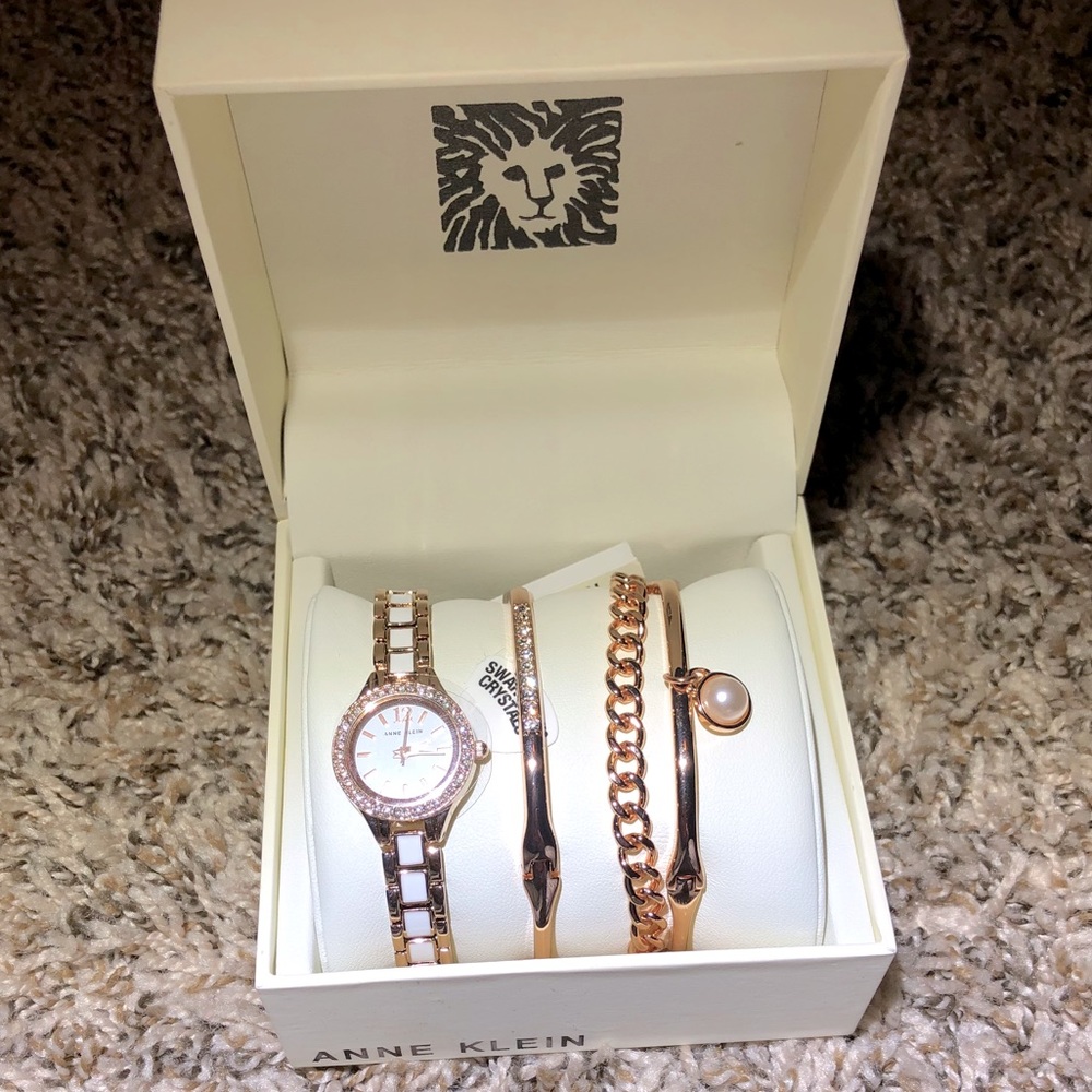 Anne Klein Rose Gold AK 3396 WRST Bangle Watch Set